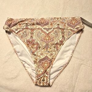 Freshwater Womens New Multicolored Paisley Banded High Leg Swim Bottoms Size XL